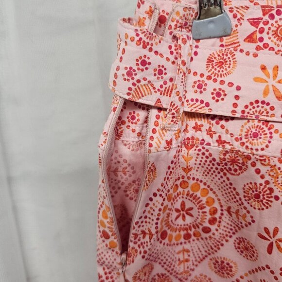 Pink Orange Boho Hippie Geometric Floral Belted Skort 10 - Picture 6 of 10